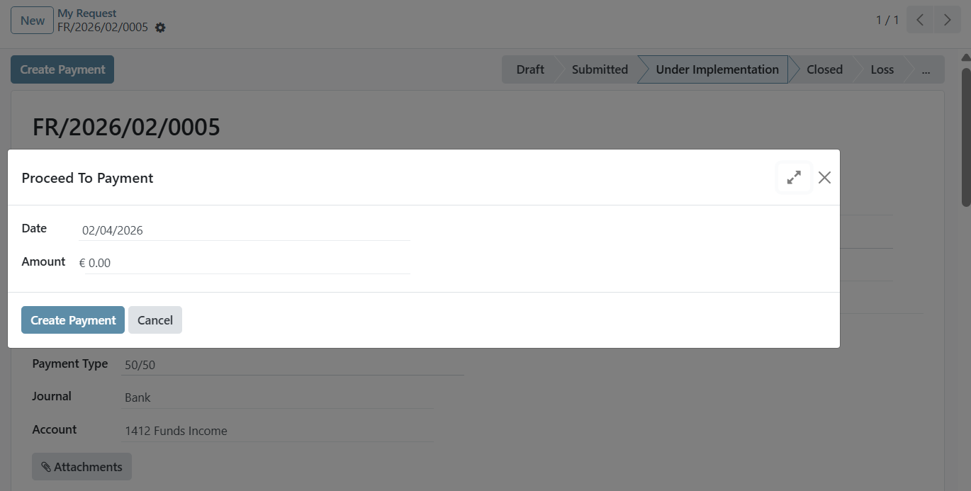 Payments management screen